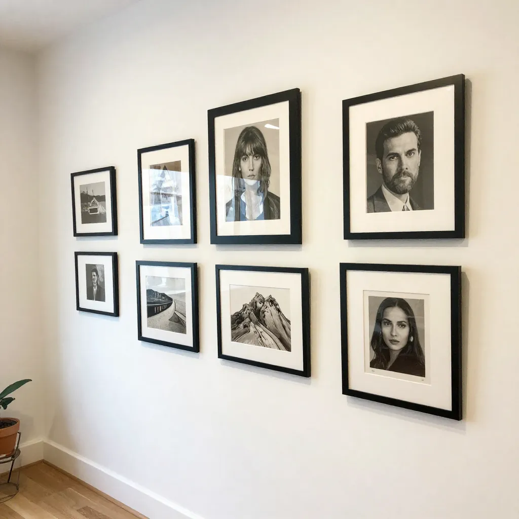 Artistic wall gallery curation showcase