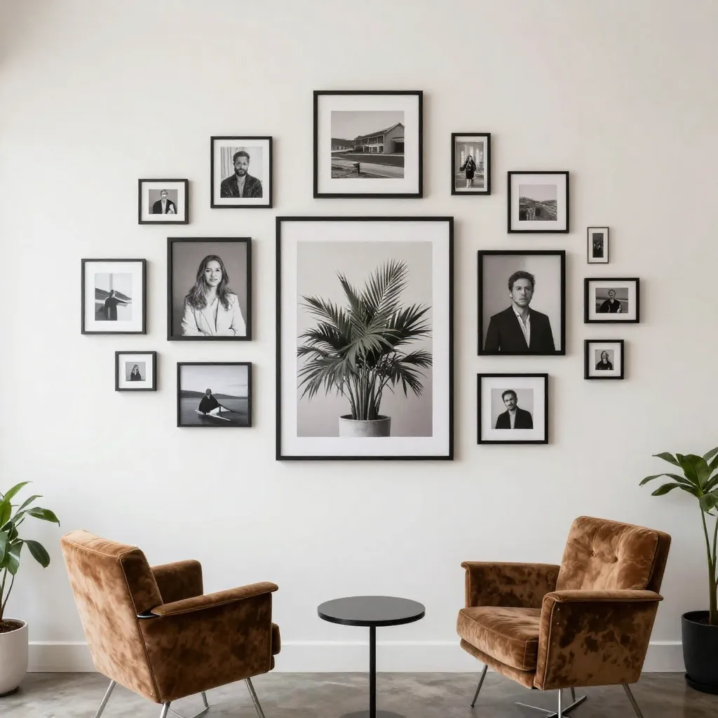 Eclectic salon wall design